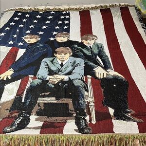 Beatles Afghan Woven Tapestry Rug /Throw Vintage Throw from Their 1st US Tour